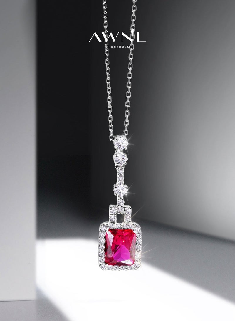 أونال قلادة "كريمسون ميراچ" للنساء - ميدالية مع ماسة CZ حمراء وفضة استرلينية، مجموعة حصرية لمنطقة الشرق الأوسط - Image 1