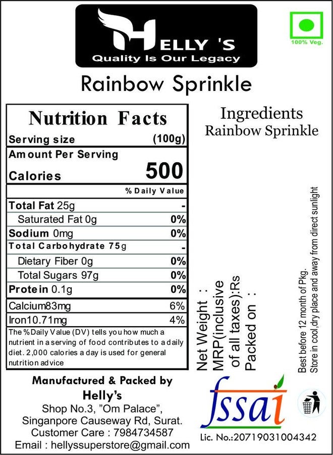 Helly's™ Rainbow Sprinkles for Cake Decoration 900g Packet cake Topping Sprinkles | Vermicelli Sprinkle | Rainbow Strands | Cake Sev - Image 5
