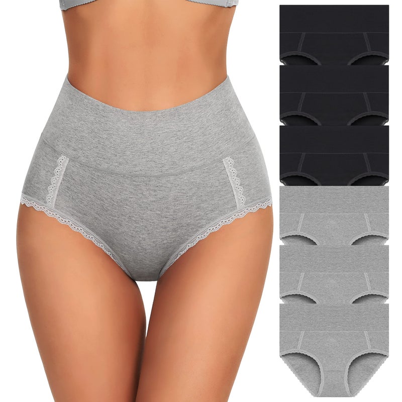MISSWHO Cotton Underwear For Women Plus Size High Waist Postpartum Panties Briefs 6 Pack Size X-Large - Image 1