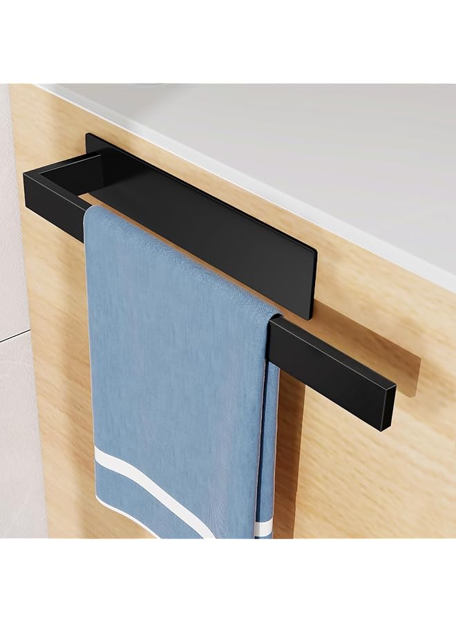 S-TOP Towel Holder Bathroom, Self-Adhesive Rust and Corrosion Resistant, Heavy Duty Towel Holder for Hanging Robes and Towels, 304 Stainless Steel Towel Rail for Kitchen-Black 37CM - Image 1