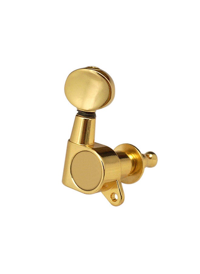 Generic - Guitar String Tuning Pegs Tuning Machines Sealed Machine Heads Tuning Keys Oval Button 3 Left 3 Right for Electric Guitar or Acoustic Guitar Chrome Gold - Image 1