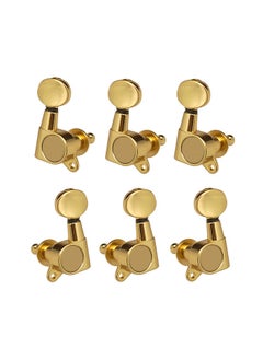 Guitar String Tuning Pegs Tuning Machines Sealed Machine Heads Tuning Keys Oval Button 3 Left 3 Right for Electric Guitar or Acoustic Guitar Chrome Gold