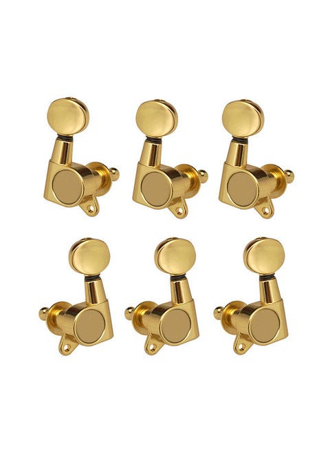 Guitar String Tuning Pegs Tuning Machines Sealed Machine Heads Tuning Keys Oval Button 3 Left 3 Right for Electric Guitar or Acoustic Guitar Chrome Gold