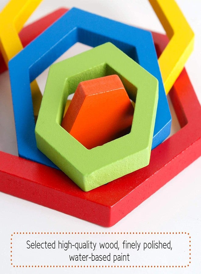 VIANZ Wooden Shape Sorting Puzzle Vibrant Colors Toddlers Activities Preschool Learning Early Educational Birthday Gift Travel for Kids Age 1 2 3 4 (Combo of 2 (Hexagon & Flower)) - Image 3