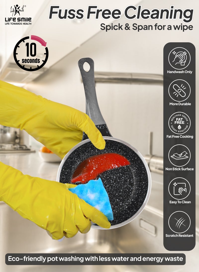 Life Smile 14cm Non-Stick Fry Pan | Multi-Layer Granite Coating | Energy Saving Bottom | PFOA-Free | Induction & Gas Compatible | 0.45L Mini Frying Pan - Image 2