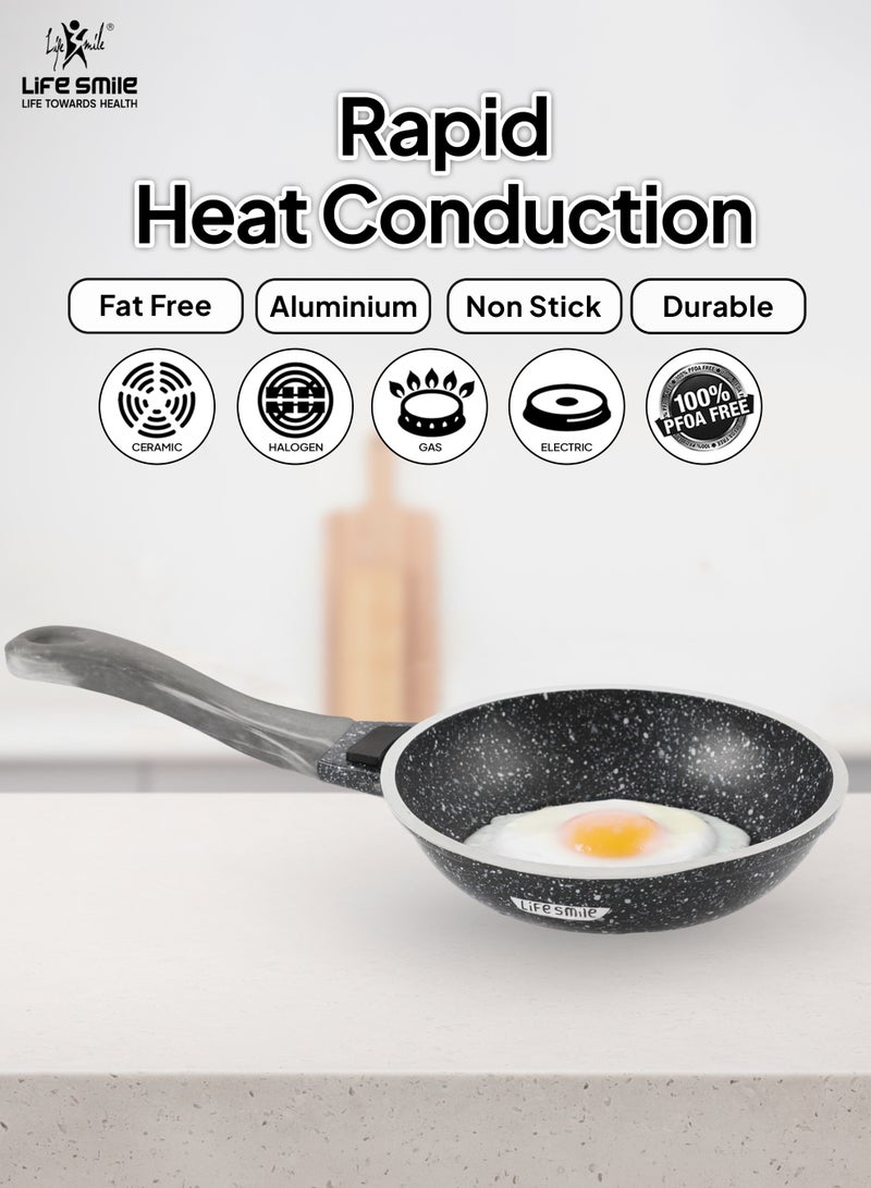 Life Smile 14cm Non-Stick Fry Pan | Multi-Layer Granite Coating | Energy Saving Bottom | PFOA-Free | Induction & Gas Compatible | 0.45L Mini Frying Pan - Image 3
