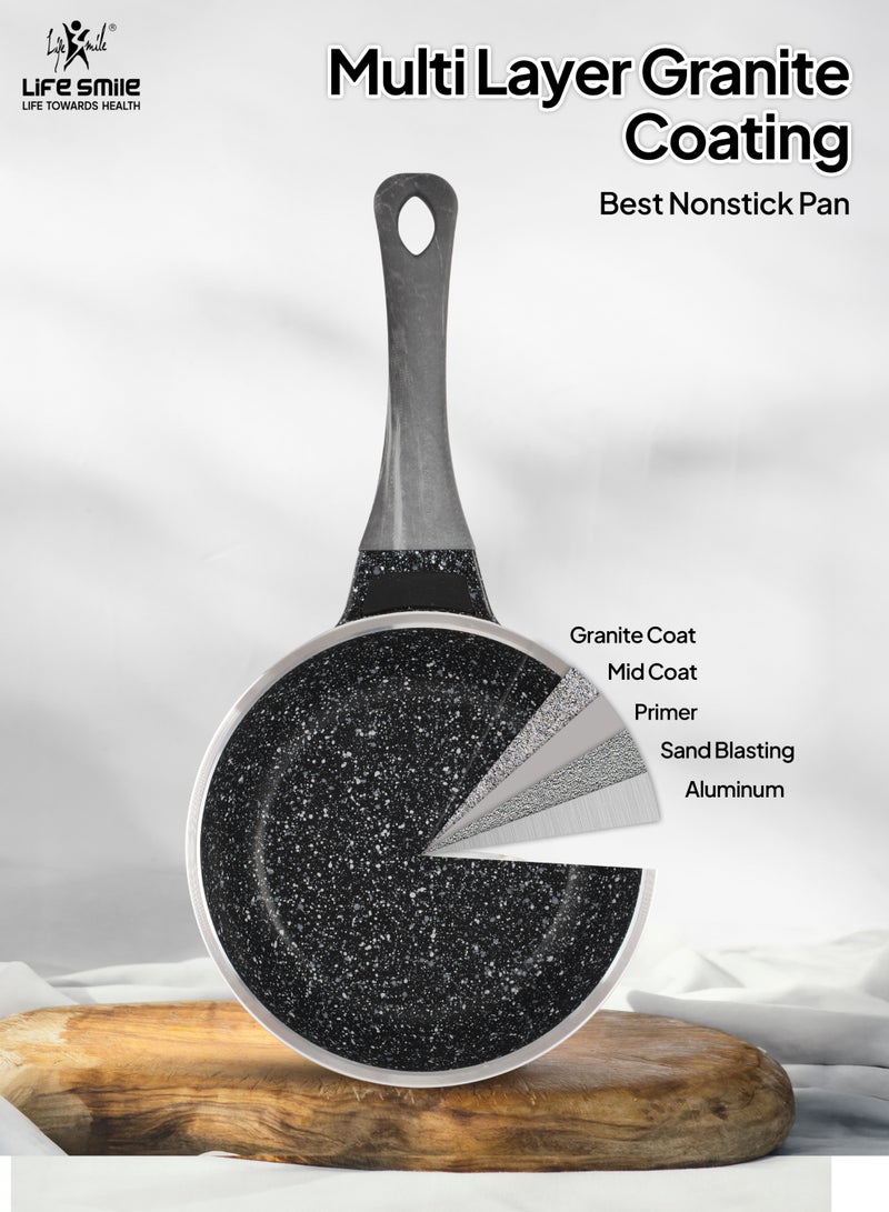 Life Smile 14cm Non-Stick Fry Pan | Multi-Layer Granite Coating | Energy Saving Bottom | PFOA-Free | Induction & Gas Compatible | 0.45L Mini Frying Pan - Image 4