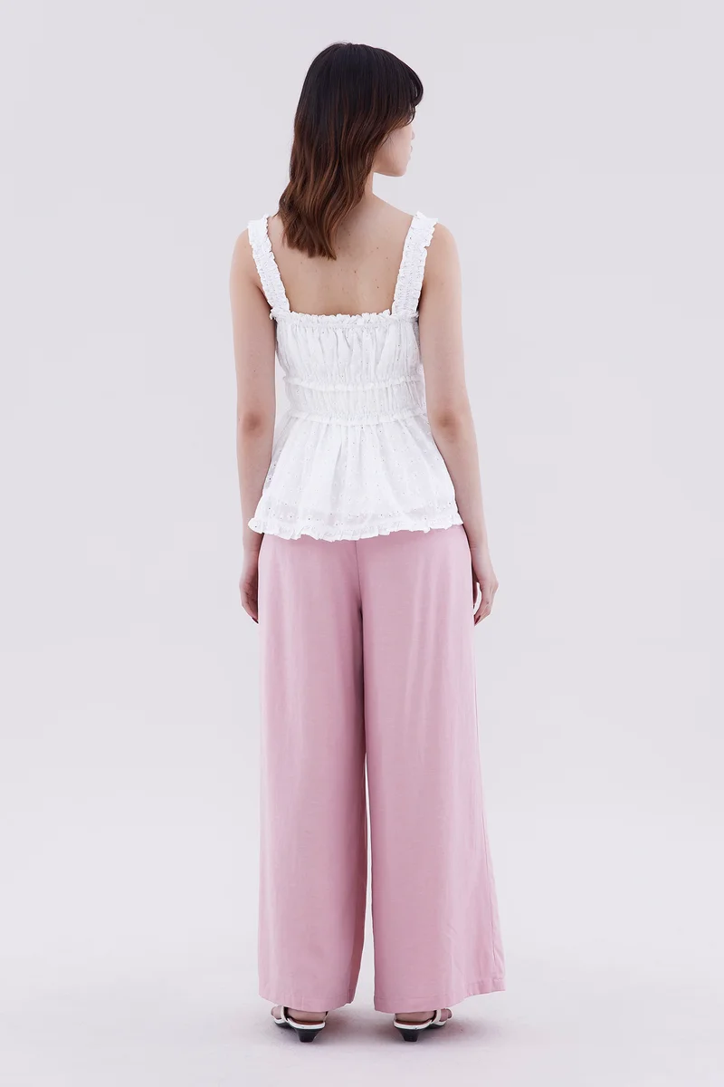 The Editor's Market Varena Ruffle Trim Ruch Waist Top