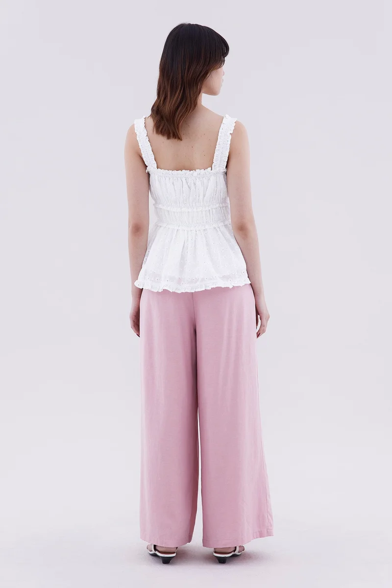 The Editor's Market Varena Ruffle Trim Ruch Waist Top