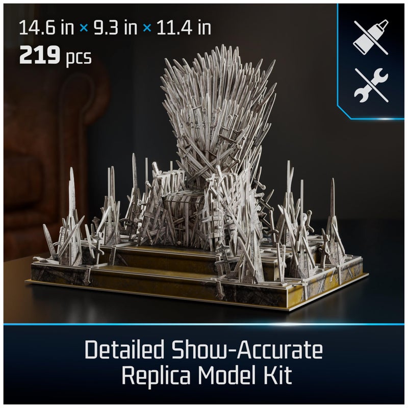4D Build, Game of Thrones Iron Throne 3D Model Kit, GOT Collectibles & Desk DÃ©cor, Adult Puzzles for Fantasy Book GOT Fans, 3D Puzzles for Adults & Teens, 219 Pieces, for Ages 12 & Up - Image 2