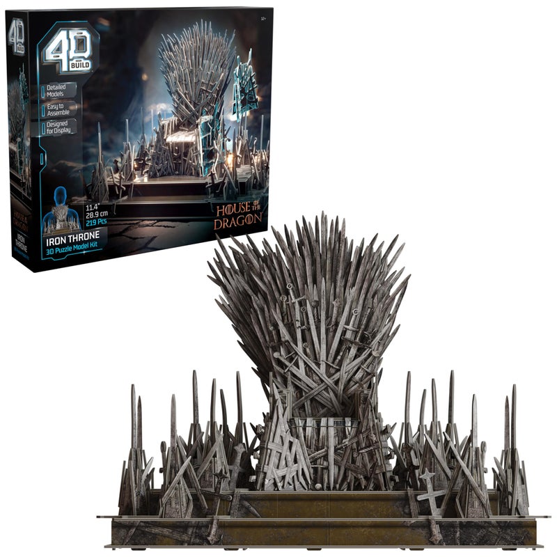4D Build, Game of Thrones Iron Throne 3D Model Kit, GOT Collectibles & Desk DÃ©cor, Adult Puzzles for Fantasy Book GOT Fans, 3D Puzzles for Adults & Teens, 219 Pieces, for Ages 12 & Up - Image 1