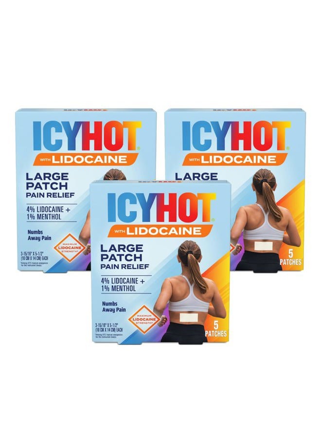 Icy Hot Max Strength Lidocaine Pain Relief Patch (5 Count) Penetrates for Fast, Targeted Relief, 3 pk - Image 1