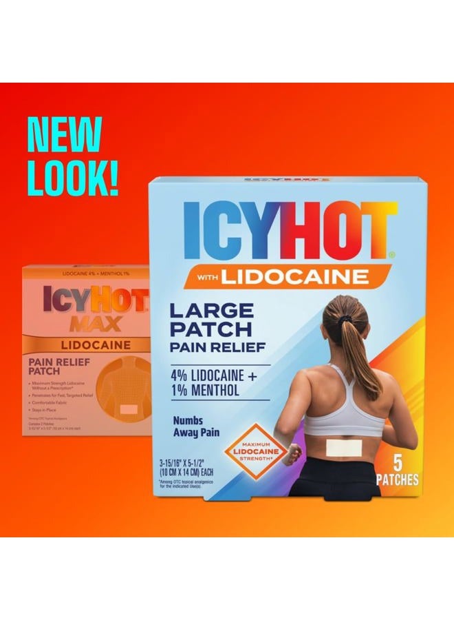 Icy Hot Max Strength Lidocaine Pain Relief Patch (5 Count) Penetrates for Fast, Targeted Relief, 3 pk - Image 3