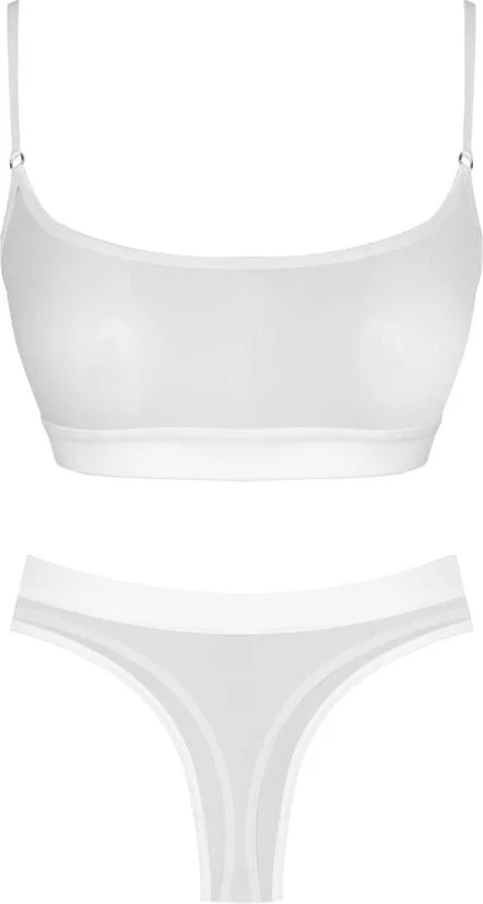 كوتن هيل White Rubber Detailed Transparent Tulle Adjustable Strap Women's Bra Set