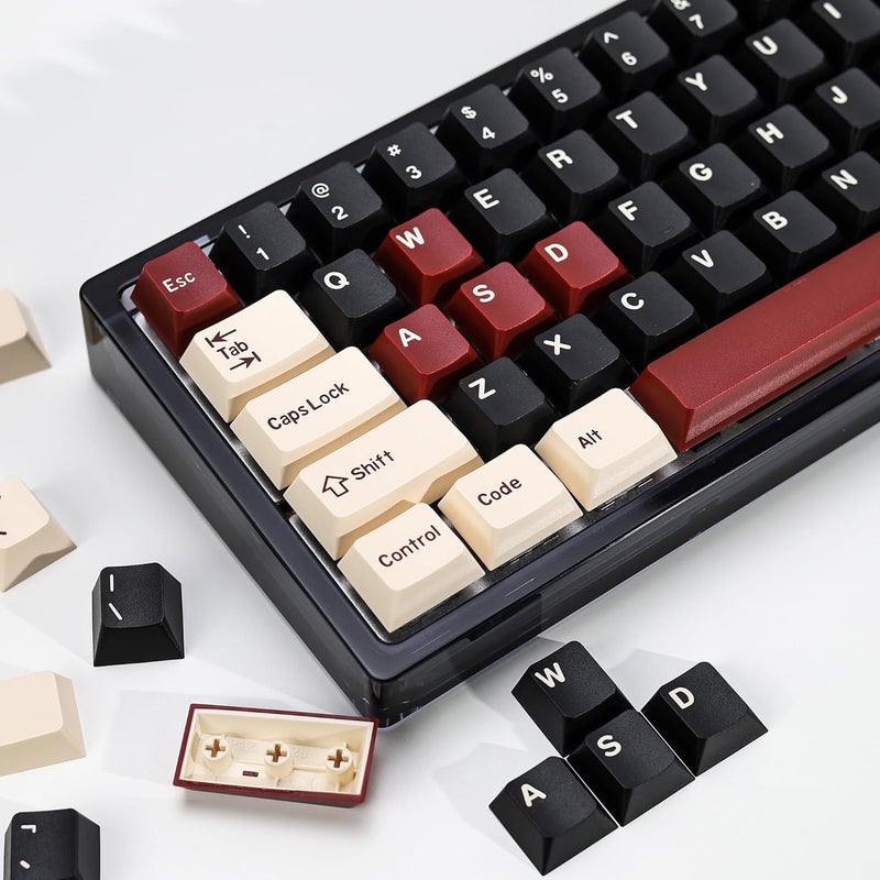 KBDiy Rome PBT Double Shot Custom Keycap Set,174 Keys Black Gaming Key Caps Keycaps 60 Percent Cherry Profile Keycaps for 61/64/68/84/87/100/104/108 Mechanical Keyboard - Image 1