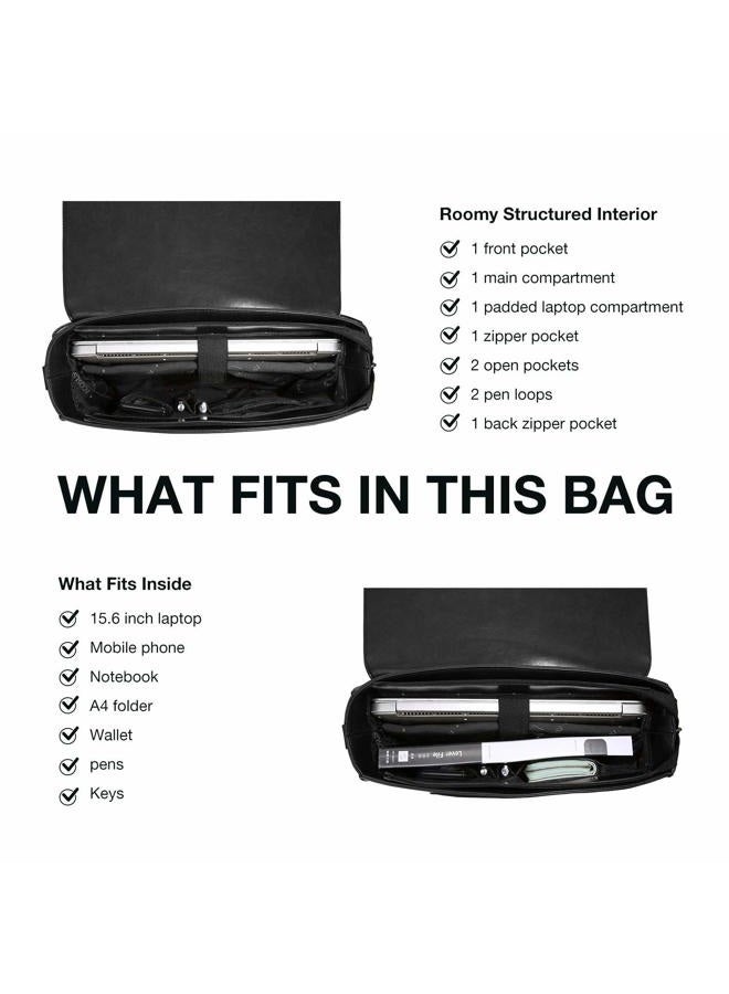 ECOSUSI Women's Briefcase Vegan Leather Laptop Bag for Work Shoulder Computer Satchel Bag with Detachable Bow, L-black, 15.6 inch, Detachable,durable,elegant,vintage - Image 4
