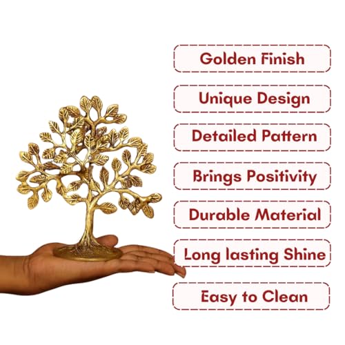 THE COOK HOUSE Premium Pure Brass Kalpavriksha Tree - Tree of Life Showpiece for Home Decor, Vastu & Feng Shui | Antique Brass Finish | Brass Decoration Item for Home & Living Room | Gift for Good Luck - Image 4