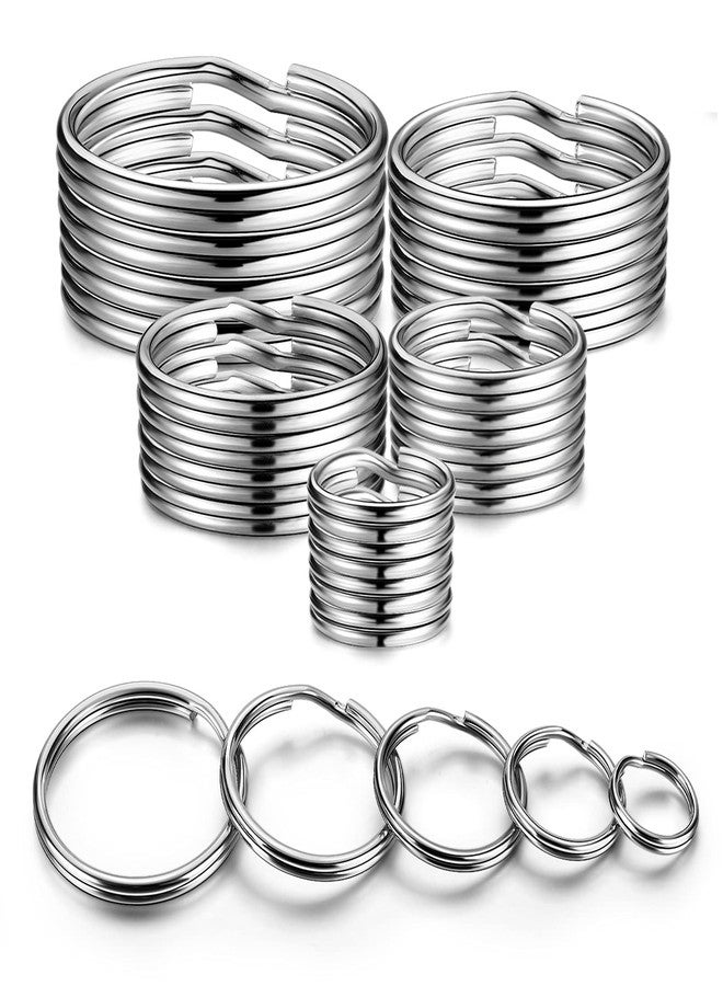 YHYZ Split Key Ring Circle Assorted, Metal Keyring Durable in 5 Sizes (Small 1/2 inch, 3/4 inch,1 inch, 1.25 inch, Large 1.38 inch), for Dog Pet Collar DIY Tag Jewelry Car Key (Sliver, Alloy Steel) - Image 1