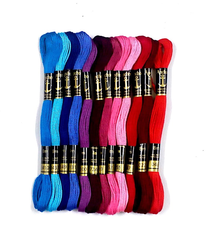 Anchor Stranded Cotton Assorted Skeins Fast Color Set (Multicolour, 50x8 m, Pony Scissor 200 Mm) - Image 1