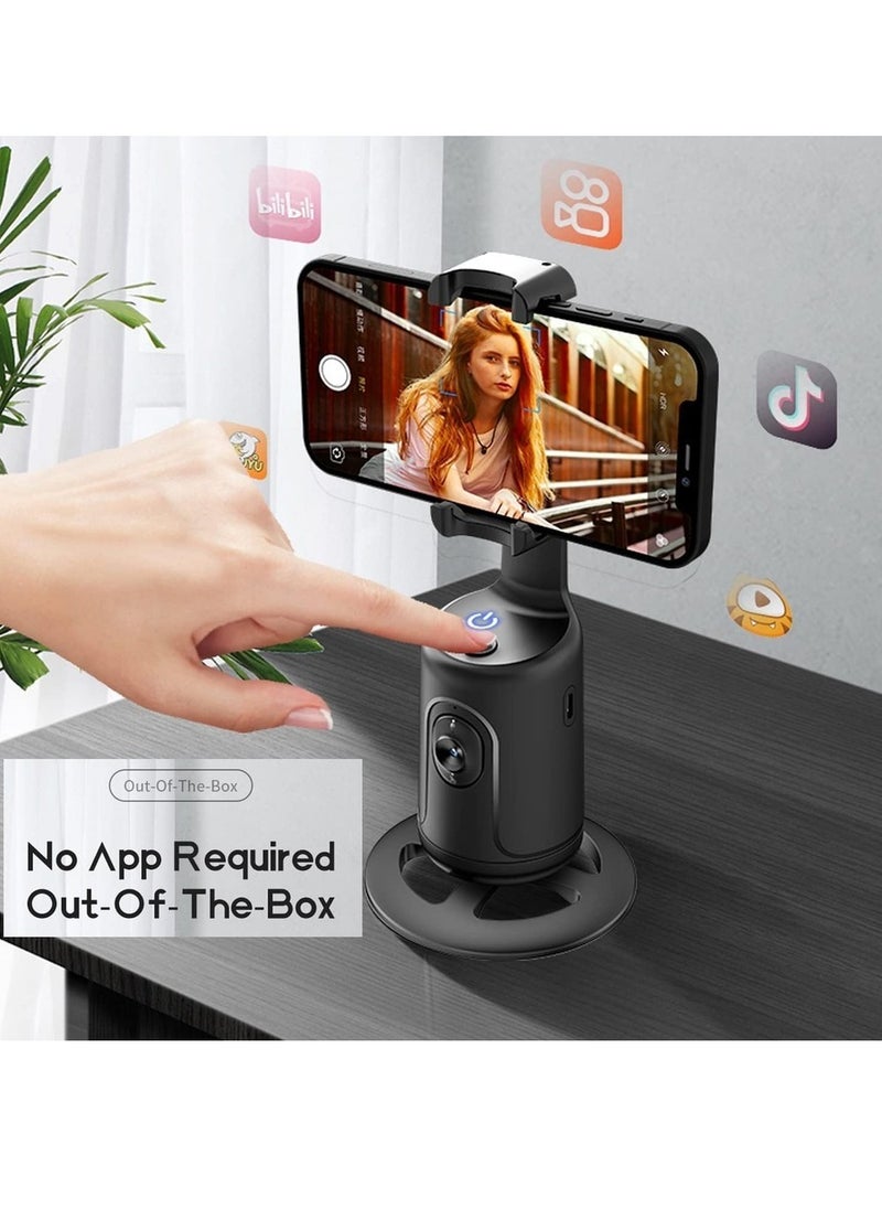 Auto Face Tracking Tripod 360 Rotation Phone Camera Mount No App Needed Battery Operated Smart Shooting Holder For Live Vlog - Black