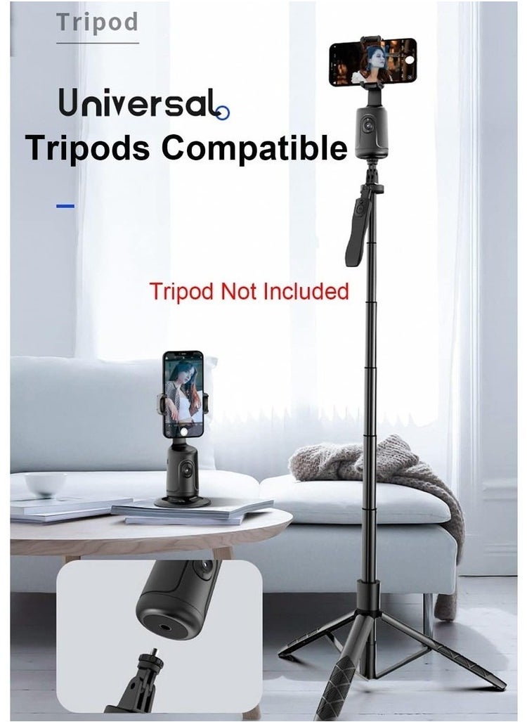 Auto Face Tracking Tripod 360 Rotation Phone Camera Mount No App Needed Battery Operated Smart Shooting Holder For Live Vlog - Black