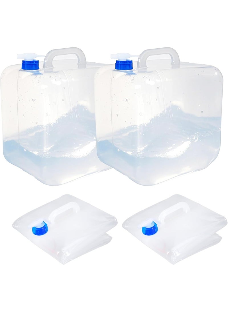 Collapsible Water Container with Spigot & Hook, BPA Free Water Jug, Foldable Carrier Bucket, Water Storage Container for Camping Hiking Survival Kit, 2-Pack (20L/5.3 Gallon) - Image 1