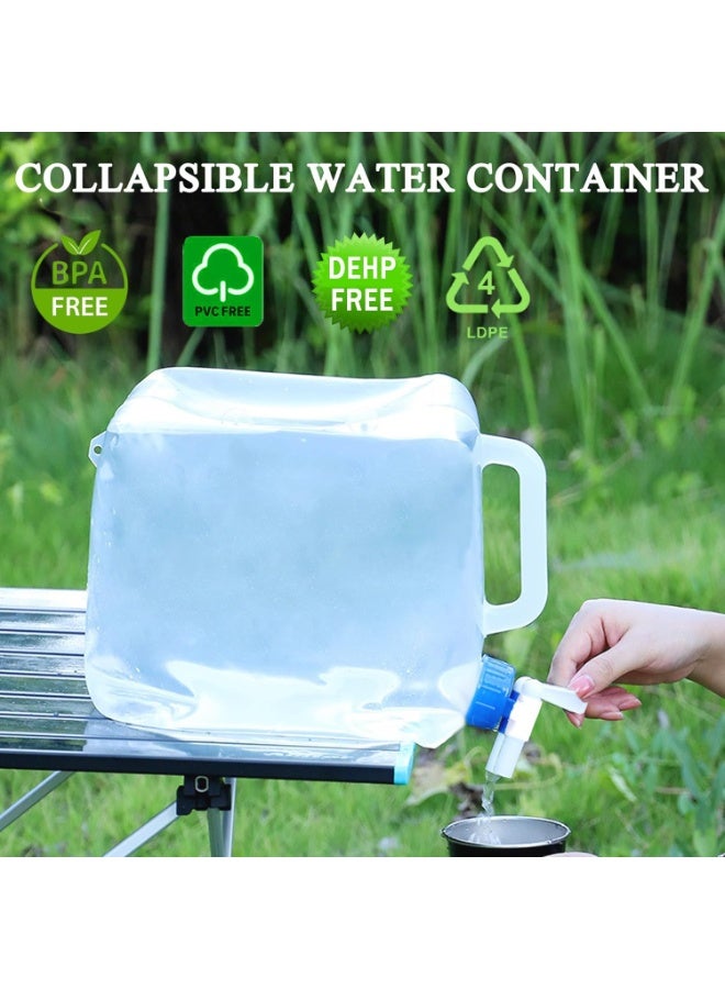 Collapsible Water Container with Spigot & Hook, BPA Free Water Jug, Foldable Carrier Bucket, Water Storage Container for Camping Hiking Survival Kit, 2-Pack (20L/5.3 Gallon) - Image 5