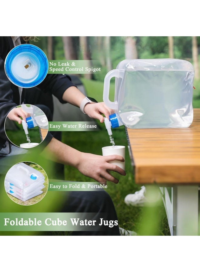 Collapsible Water Container with Spigot & Hook, BPA Free Water Jug, Foldable Carrier Bucket, Water Storage Container for Camping Hiking Survival Kit, 2-Pack (20L/5.3 Gallon) - Image 4