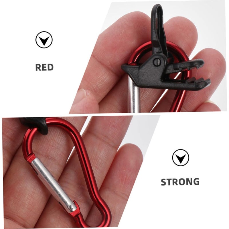 Heavy Duty Tarp Clips 15 Pack with Carabiner Lock Grip for Pool Cover Tent Awning Red - Image 4