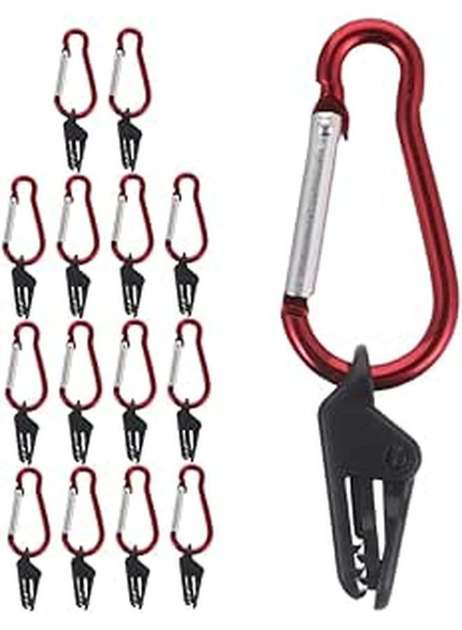 Heavy Duty Tarp Clips 15 Pack with Carabiner Lock Grip for Pool Cover Tent Awning Red - Image 1