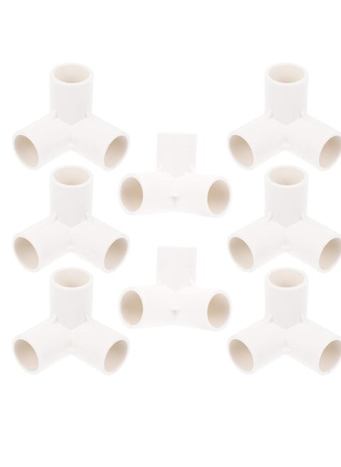 3 طرق تركيبات PVC الكوع، 8 قطع محولات أنابيب المياه زاوية الأنابيب، موصلات ملحقات الأنابيب وصلات التوصيل لرفوف PVC DIY هيكل دعم الحديقة أبيض