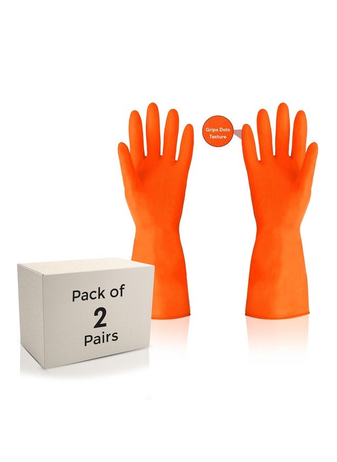 Robustt Premium Orange Rubber Cleaning Gloves | Reusable Gloves for Cleaning | Chemicals & Detergents Resistant | Pack of 2 |Heavy Duty Hand Gloves|Hand Gloves for Dish Washing, Gardening & Cleaning - pzsku/Z66783BDE262A2BB1CE81Z/45/_/1736571349/c46009eb-2509-4cfc-92b7-c5580eebc15f