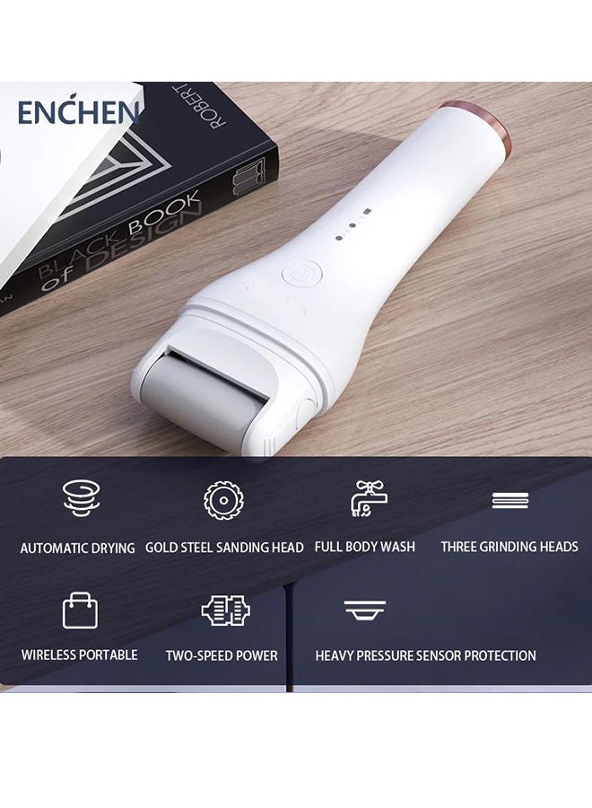 جهاز ENCHEN الكهربائي لتقشير القدمين IPX6- جهاز تجميل للقدمين مقاوم للماء، جهاز باديكير قابل لإعادة الشحن لإزالة الجلد الميت والكالو من الجسم