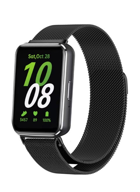 Mesh Metal Watch Bands Compatible with Samsung Galaxy Fit 3 Band Stainless Steel Band for Samsung Galaxy Fit 3 SM-R390 Women Men