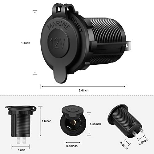 ZHSMS 12V Cigarette Lighter Socket, 2 Pack Car Marine Motorcycle ATV RV Lighter Power Outlet Socket Replacement 12 Volt Waterproof Plug by ZHSMS - Image 3