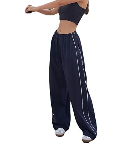 XPONNI Track Pants Women Baggy Pants Y2k Pants Parachute Pants for Women Y2K Clothing (Navy,XS,X-Small) - Image 1