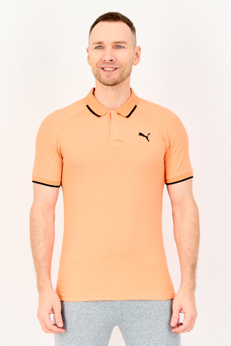 PUMA Men Slim Fit Short Sleeve Embroidered Logo Outdoor Polo Shirt, Coral - Image 1