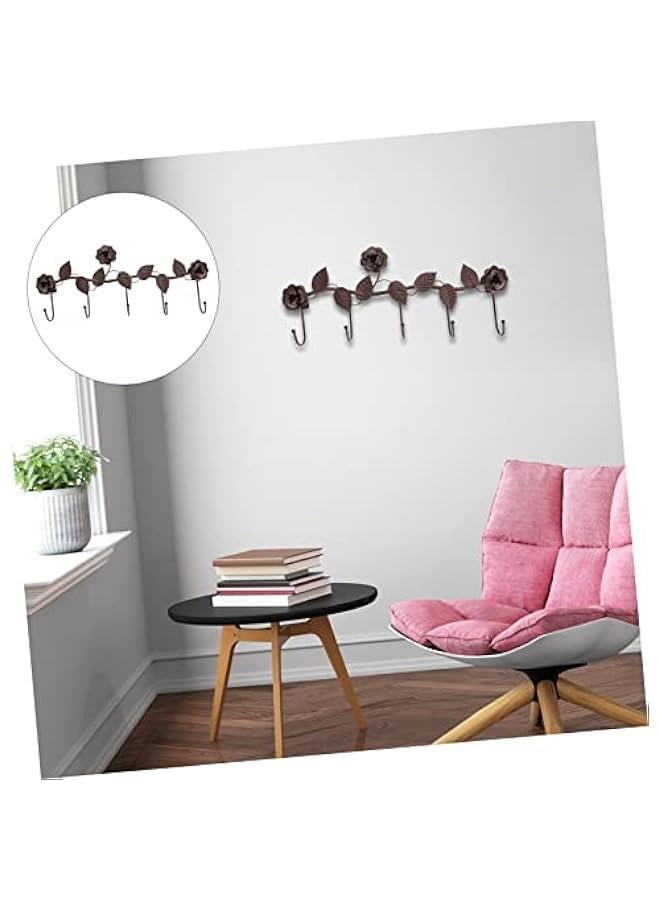 Rose Hook Wall Mount Clothing Rack Black Vines Storage Hooks Retro Decor Black Metal Black Coat Hangers Wall Mount Coat Rack Decorative Towel Hook Roses Iron Row Hook  - Image 2