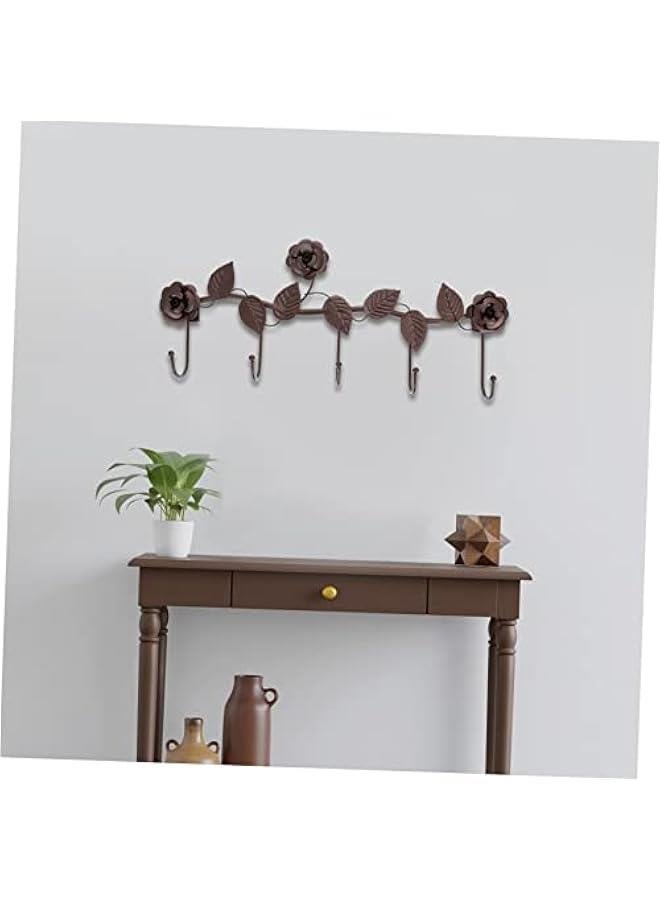 Rose Hook Wall Mount Clothing Rack Black Vines Storage Hooks Retro Decor Black Metal Black Coat Hangers Wall Mount Coat Rack Decorative Towel Hook Roses Iron Row Hook  - Image 3