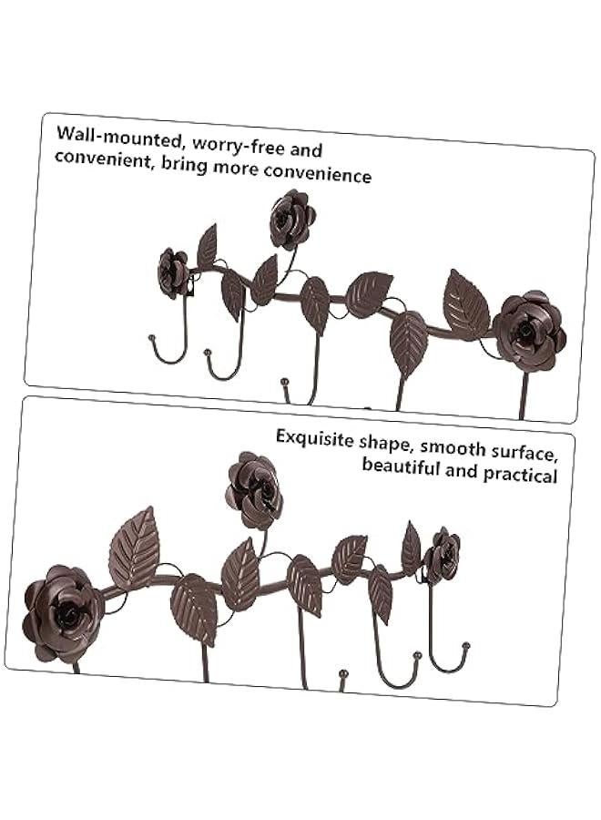 Rose Hook Wall Mount Clothing Rack Black Vines Storage Hooks Retro Decor Black Metal Black Coat Hangers Wall Mount Coat Rack Decorative Towel Hook Roses Iron Row Hook  - Image 4