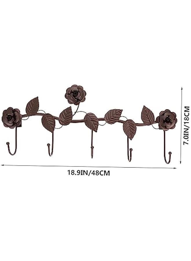 Rose Hook Wall Mount Clothing Rack Black Vines Storage Hooks Retro Decor Black Metal Black Coat Hangers Wall Mount Coat Rack Decorative Towel Hook Roses Iron Row Hook  - Image 5