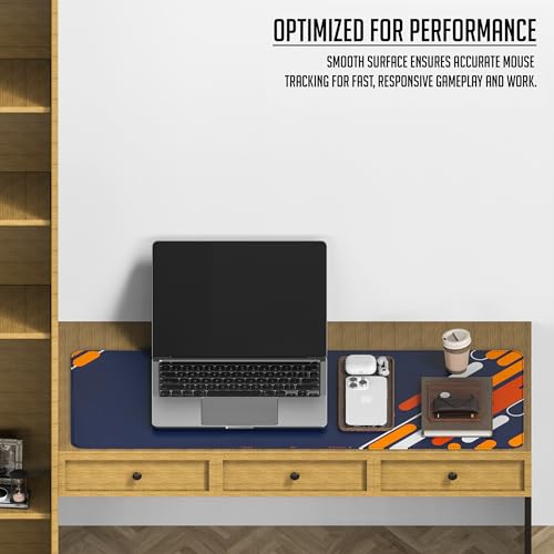 ls lapster Lapster Abstract Desk mat (800 mm x 300 mm x 2 mm) Mouse pad Gaming | Mouse mat | Curated Stitched Edges| Non-Slip Rubber Base|Keyboard and Mouse pad for Home & Office(Navy Blue) - Image 2