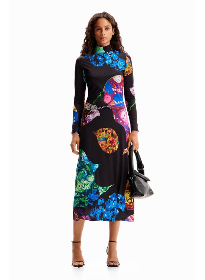 DESIGUAL فستان ميدي معدني رفيع  - Image 1