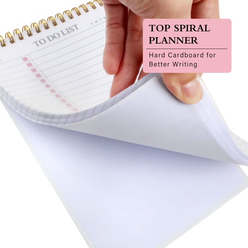 KAICN To Do List Notepad, Undated Daily Planner Notepad with To Do List Notebook Checklist Planner Spiral Waterproof Cover Notepad for Office Supplies, School Planner, Pink, 52 Sheets, 5.5"*8.3" A5 Size - Image 5