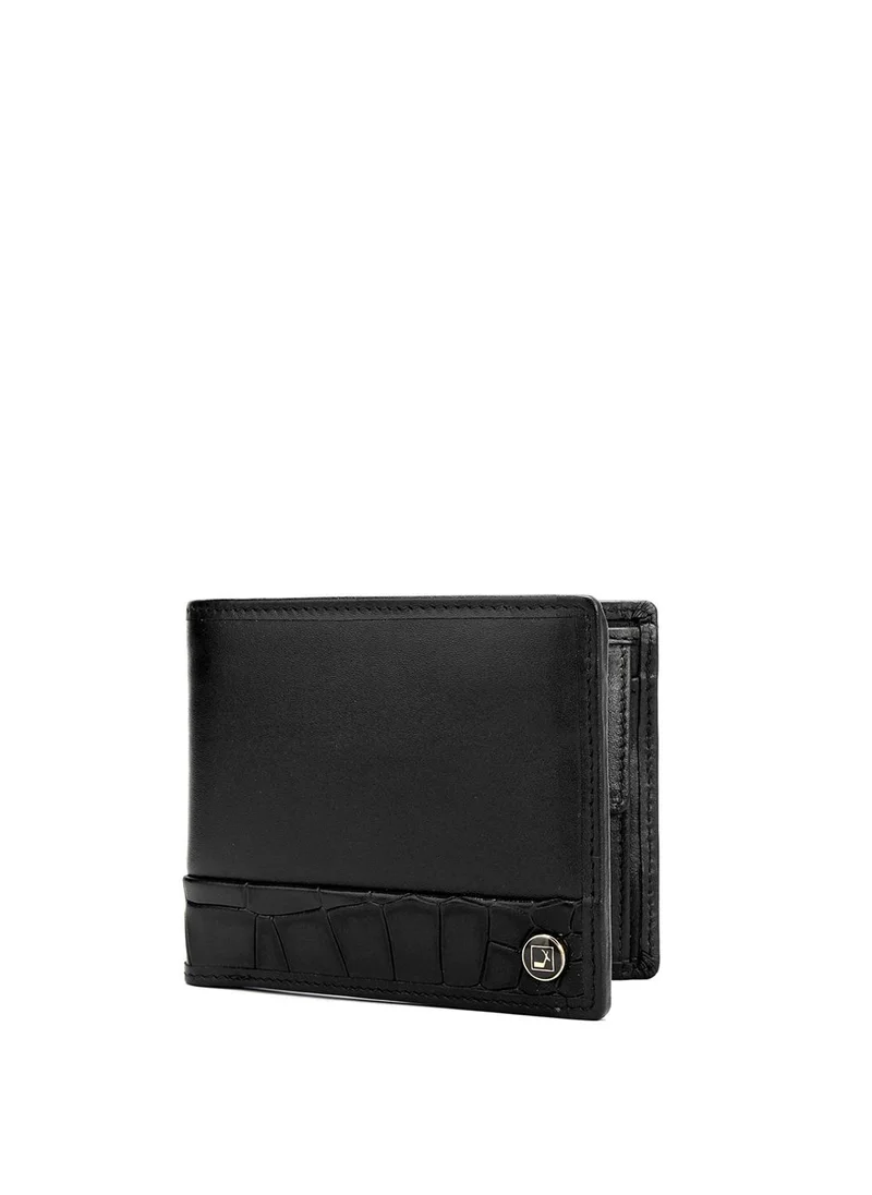 دا ميلانو محفظة جلد طبيعي سوداء للرجال