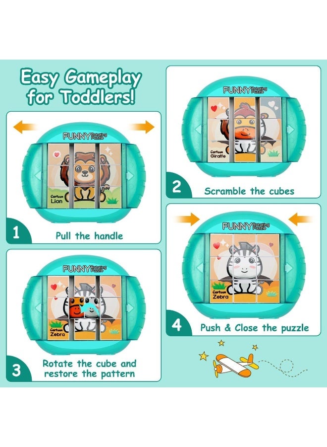 Azonee Rotating Puzzle Toy, Plastic, 4 Puzzles in 1, Toddlers Travel, Car, Airplane, Road Trip Activities, Fine Motor Skills, Fidget, Gift for Boys Girls Ages 3+ - Image 2