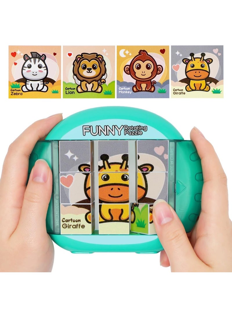 Azonee Rotating Puzzle Toy, Plastic, 4 Puzzles in 1, Toddlers Travel, Car, Airplane, Road Trip Activities, Fine Motor Skills, Fidget, Gift for Boys Girls Ages 3+ - Image 1