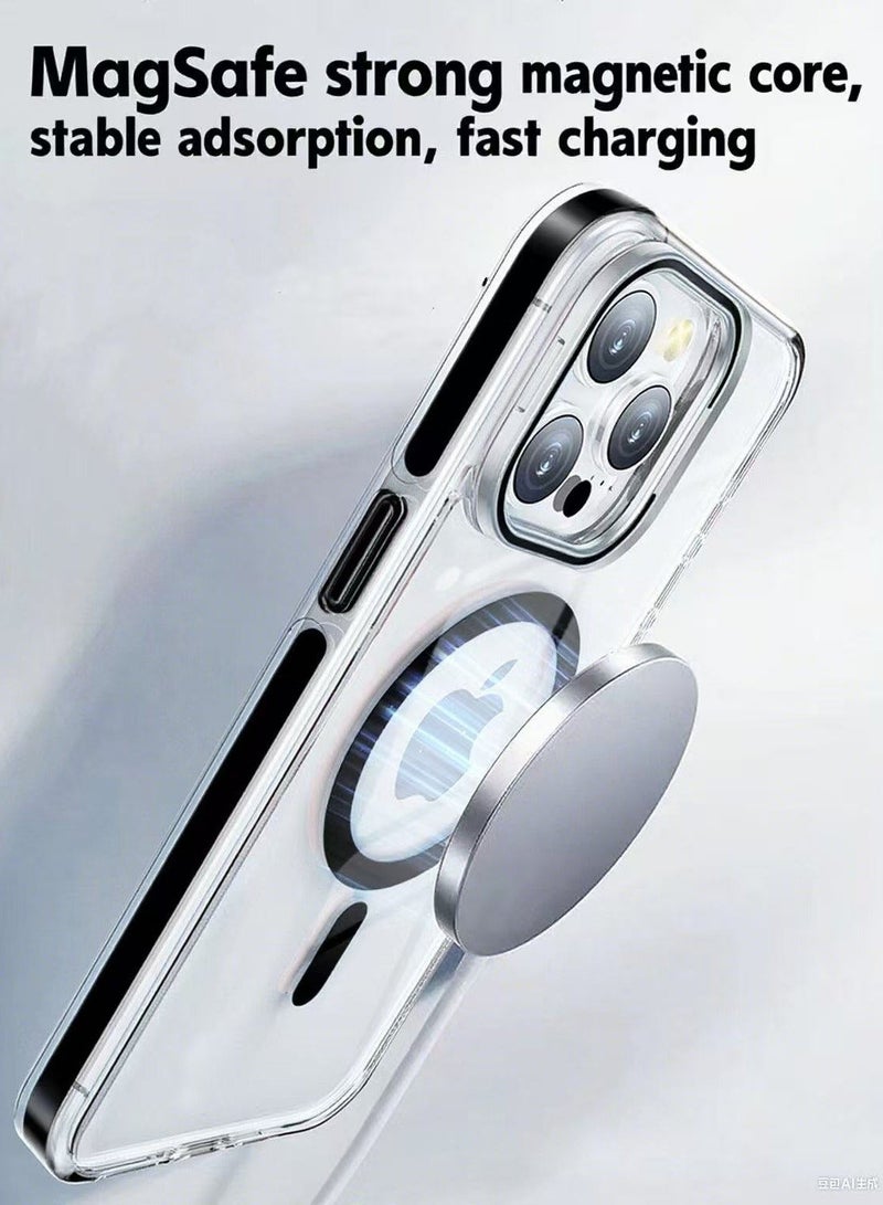 غلاف هاتف Apple iPhone 15 Pro ، غلاف واقي مغناطيسي MagSafe، 【وقاية كاملة من الصدمات】 ظهر من مادة PC، غلاف هاتف نحيف لـ  بمدعم عدسة ومغناطيس قوي - Image 4