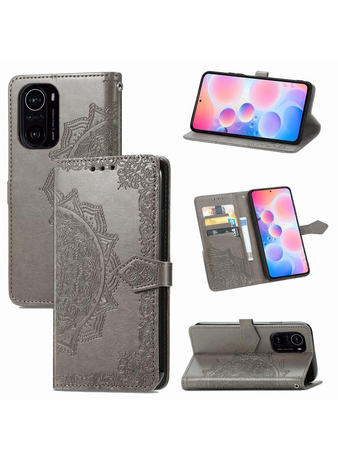 The Bros Halfway Mandala Embossing Pattern Horizontal Flip Leather Case with Holder & Card Slots & Wallet & Lanyard For Xiaomi Redmi K40 / K40 Pro / K40 Pro+