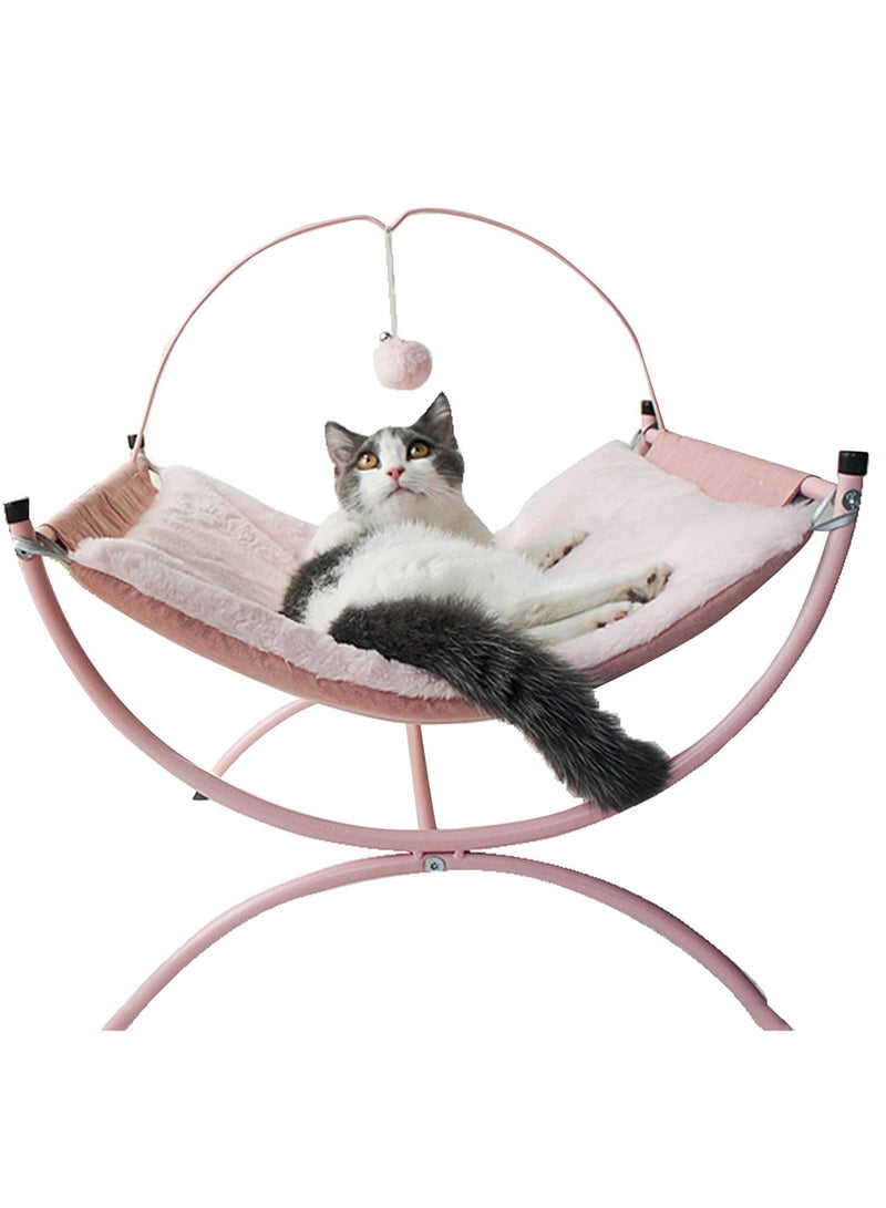 Generic Cat Hammock Bed Elevated Pet Bed Soft Plush Comfy Detachable Cat Sleeping Bed for Cats with Dangling Ball for Play, Anti-Slip&Washable for Indoor Outdoor Use  - Image 1
